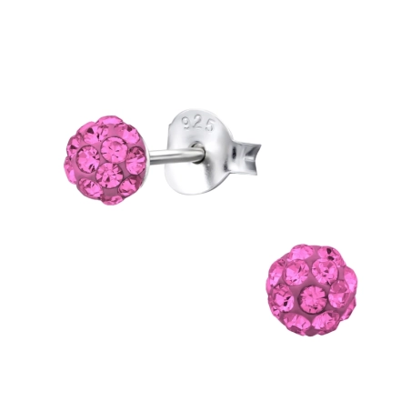 Ball Ear studs with stones Jewellery | All4silver