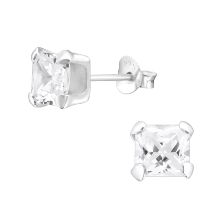Square 6mm Basic Ear Studs Jewellery | All4silver