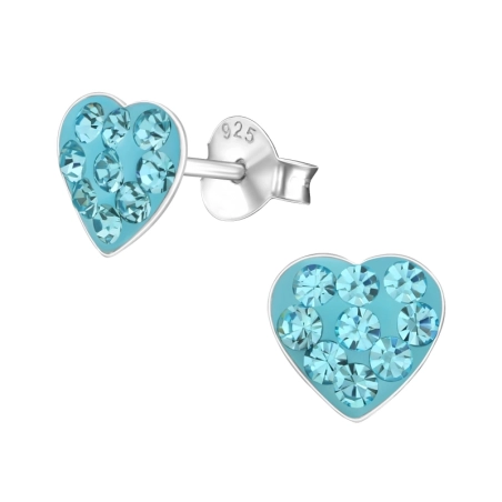 Heart Ear studs with stones Jewellery | All4silver