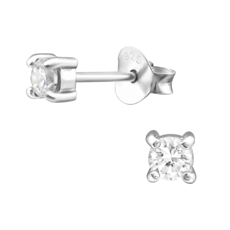 Round 3mm Basic Ear Studs Jewellery | All4silver