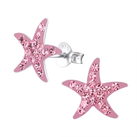 Star Ear studs with stones Jewellery | All4silver
