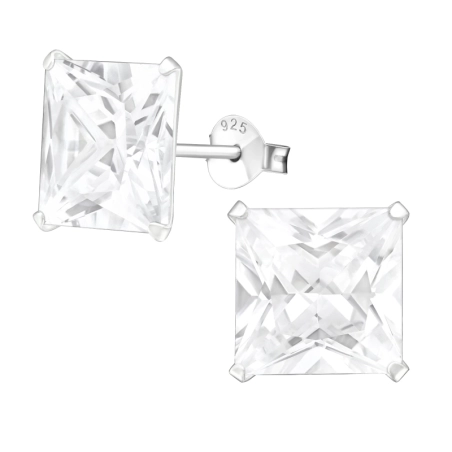 Square 10mm Basic Ear Studs Jewellery | All4silver