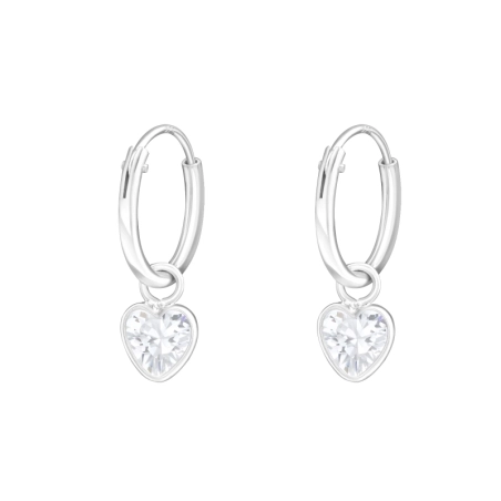 Hanging Heart Ear Hoops Jewellery | All4silver
