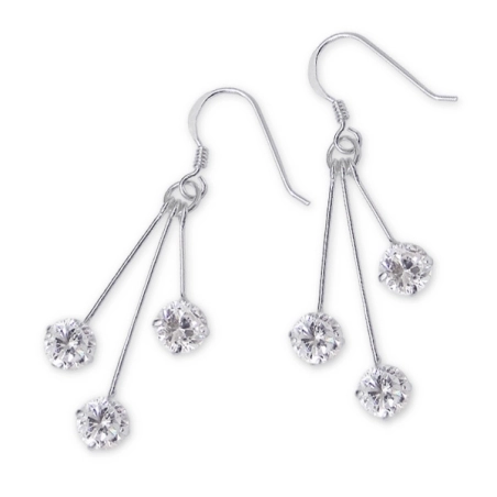 Hanging Circles Earrings with Zirconia stones Jewellery | All4silver