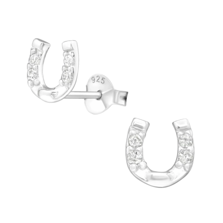 Horseshoe Ear Studs with Zirconia stones Jewellery | All4silver