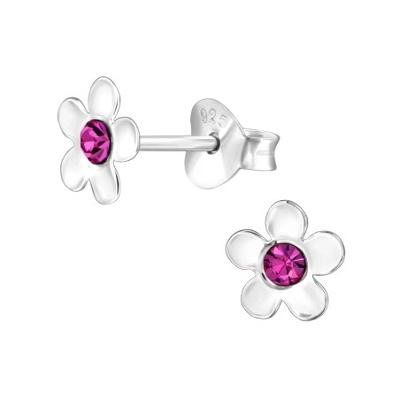 Flower Ear studs with stones Jewellery | All4silver