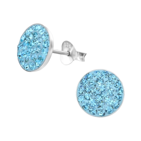 Round Ear Studs with Crystal stones Jewellery | All4silver