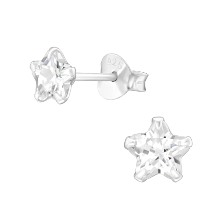 5mm zirconia stud - 925 Sterling Silver Basic Ear Studs