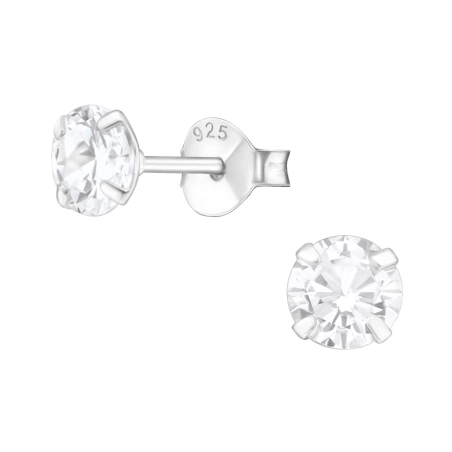 Round 5mm - 925 Sterling Silver Basic Ear Studs