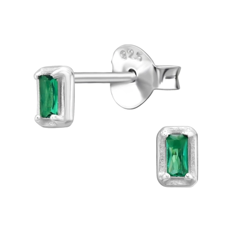 Square Ear Studs with Zirconia stones Jewellery | All4silver