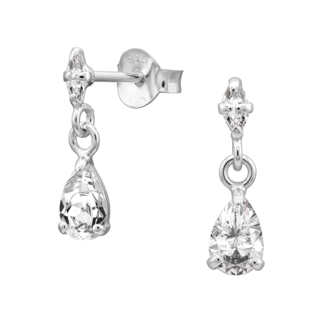 Marquise & Pear-Cut Drop Ear Studs with Zirconia stones Jewellery | All4silver