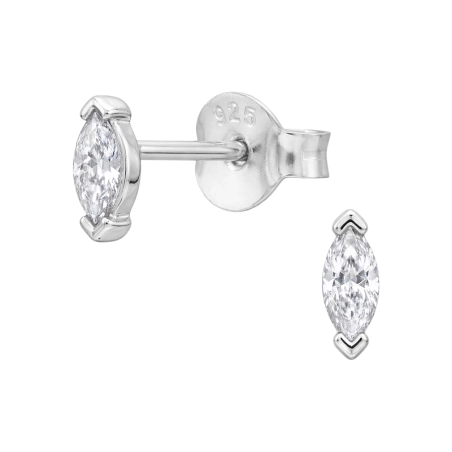 2X5Mm Marquise V-Prong Ear Studs with Zirconia stones Jewellery | All4silver