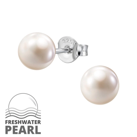 6mm Fresh Water Ear Studs with Pearls Jewellery | All4silver