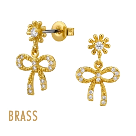 Flower Dangling Bow Brass Gold Plated Nature Jewellery Jewellery | All4silver