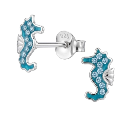 Seahorse Ear studs with stones Jewellery | All4silver