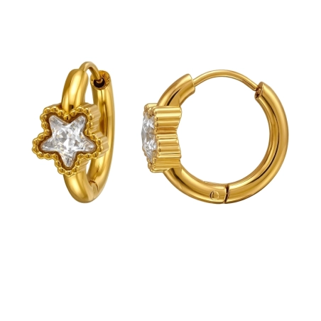 Star Gold Color Steel Earrings Jewellery | All4silver