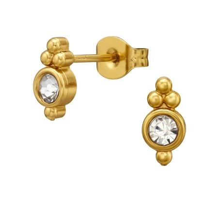    8.5 mm Bohemian Inspired with Crystal, Gold Plated Steel Ear Studs Jewellery | All4silver