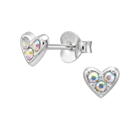 5,5 mm Heart with Crystals Ear Studs with Crystal stones Jewellery | All4silver