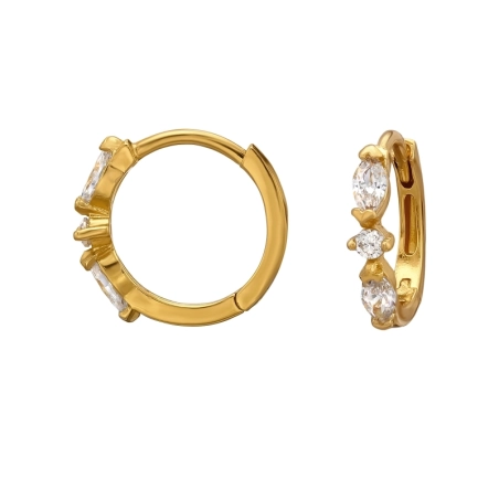 Huggie Marquise Gold Plated 24K Gold plated silver jewellery Jewellery | All4silver