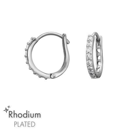 12 mm Huggie With Cut Out Hearts Rhodium Plated Valentine's day Jewellery | All4silver