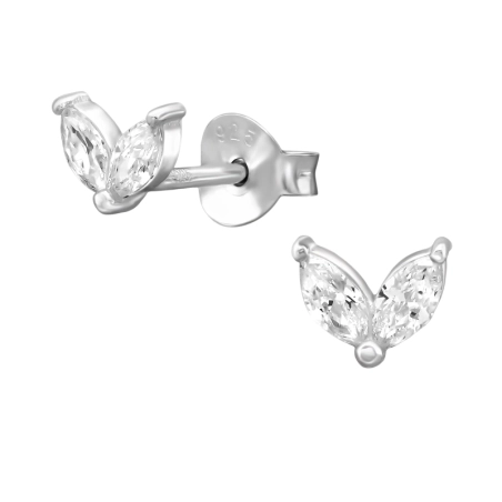 Natural Organic Veins with Zirconia Ear Studs with Zirconia stones Jewellery | All4silver