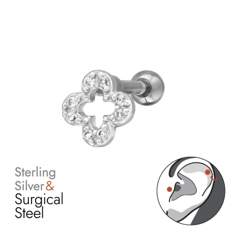 Quatrefoil Silhouette Tunnels and Helix ear piercings Jewellery | All4silver