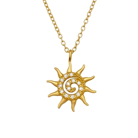 Sunburst with Zirconia, Gold Plated Stars, Moon & Sun Jewellery | All4silver